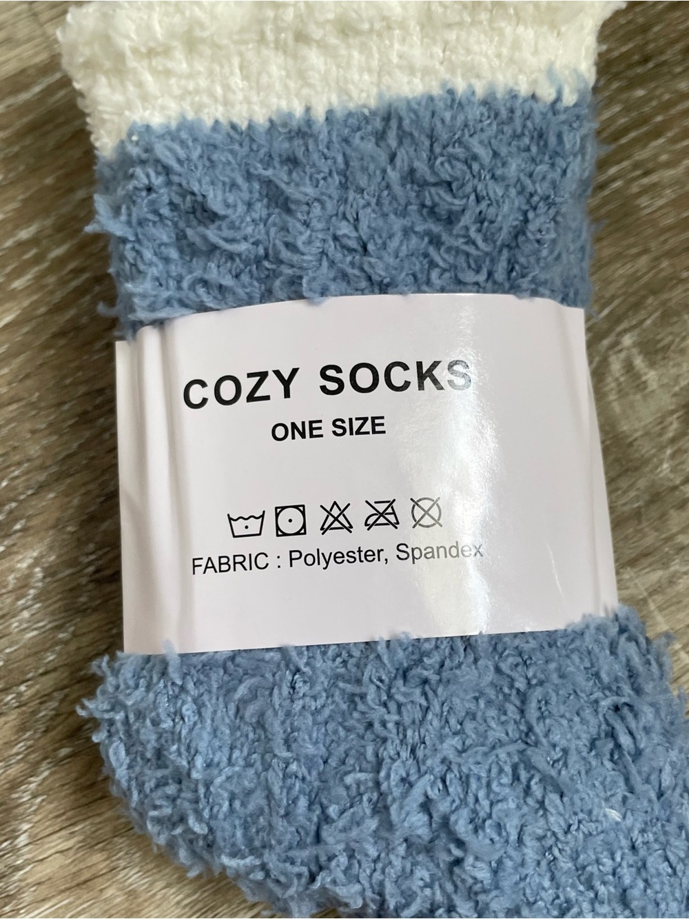Cozy Socks Blue & White Plush Fuzzy Warm Winter Socks One Size - Picture 2 of 4